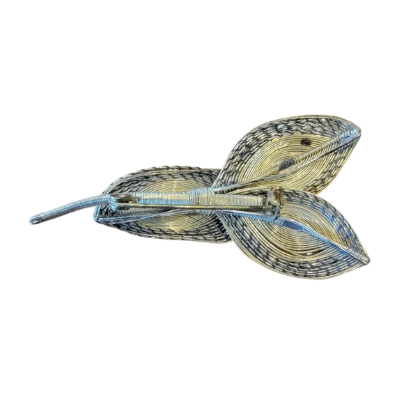 Vintage 1950s Spun Wire Leaf Leaves Brooch Art Deco MCM‎ - Picture 2 of 3